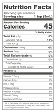 Load image into Gallery viewer, Nutrition Facts for Full Circle Ghee
